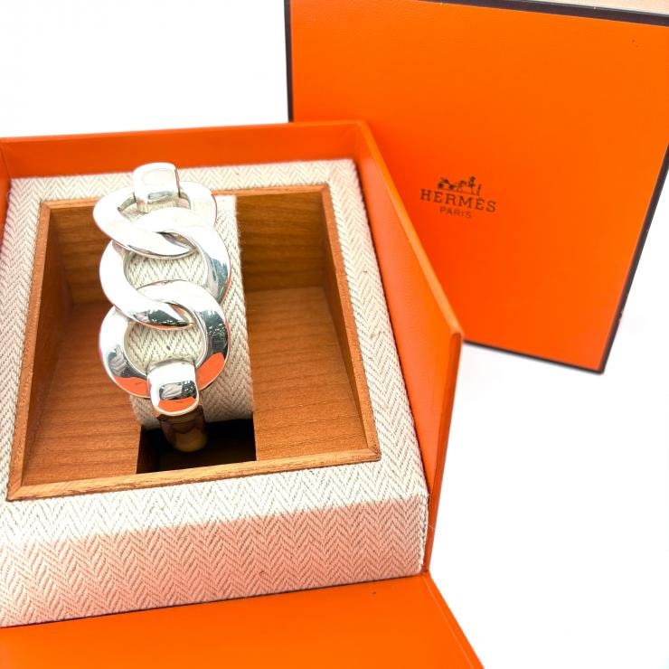 【希少】エルメス SV925 ブレスレット 3リング シルバー ヴィンテージ HERMES 正規品 鑑定済み