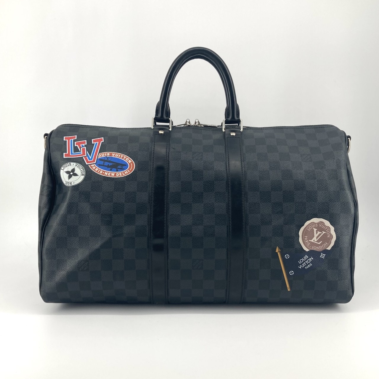 LOUIS VUITTON(ルイ・ヴィトン) ダミエグラフィット キーポル バンドリエール45 LVリーグ コーティングキャンバス  / レザー N41057 ボストンバッグ ダークグレー×ブラック