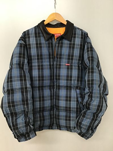 Supreme Leather Collar Puffy Jacket "Blue"