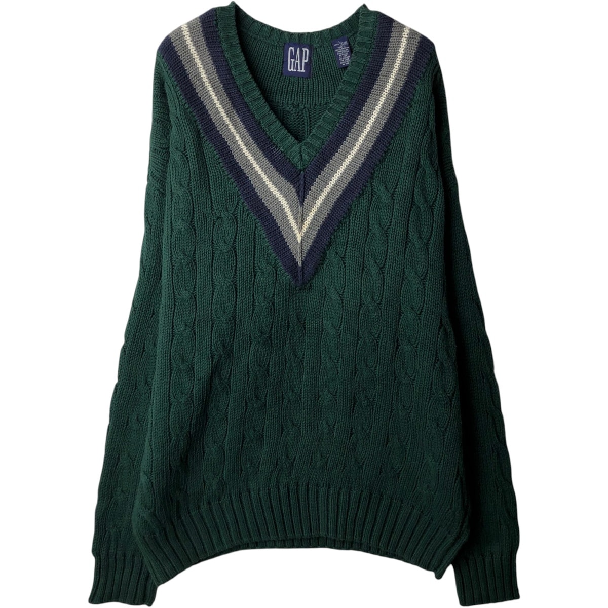 古着 ギャップ GAP Vネック コットンニットセーター 英国製 メンズL相当/eaa637281