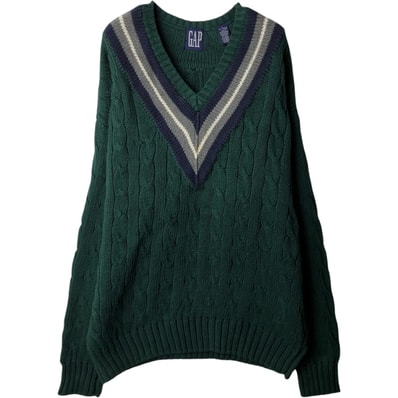 古着 ギャップ GAP Vネック コットンニットセーター 英国製 メンズL相当/eaa637281