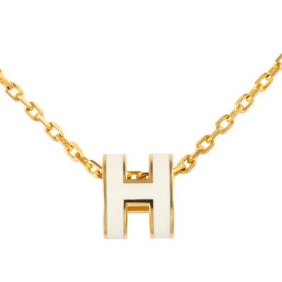 HERMES エルメス ポップH ペンダント ミニ POP H H147992F 49 ネックレス メタル ゴールド ホワイト【中古】