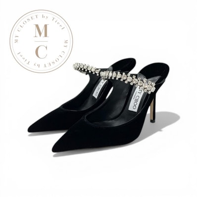 ジミーチュウ JIMMY CHOO ビング 100 パンプス 靴 シューズ ベルベット ブラック 黒 ビジュー ミュール パーティーシューズ