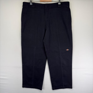 古着 ディッキーズ Dickies パンツ ダブルニー ワンポイントロゴ ツールポケット ジッパーフライ ワーク W38 L30 ブラック系 メンズ