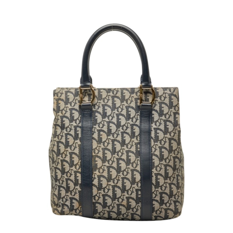 ディオール トロッター ハンドバッグ ネイビー キャンバス レザー レディース Dior 中古