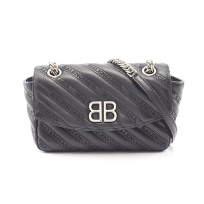 バレンシアガ BALENCIAGA BBロゴ ショルダーバッグ バッグ レザー レディース ブラック系 501681 【中古】