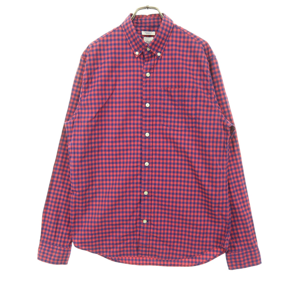 美品 GAP ギャップ チェック柄 長袖 ボタンダウンシャツ S レッド