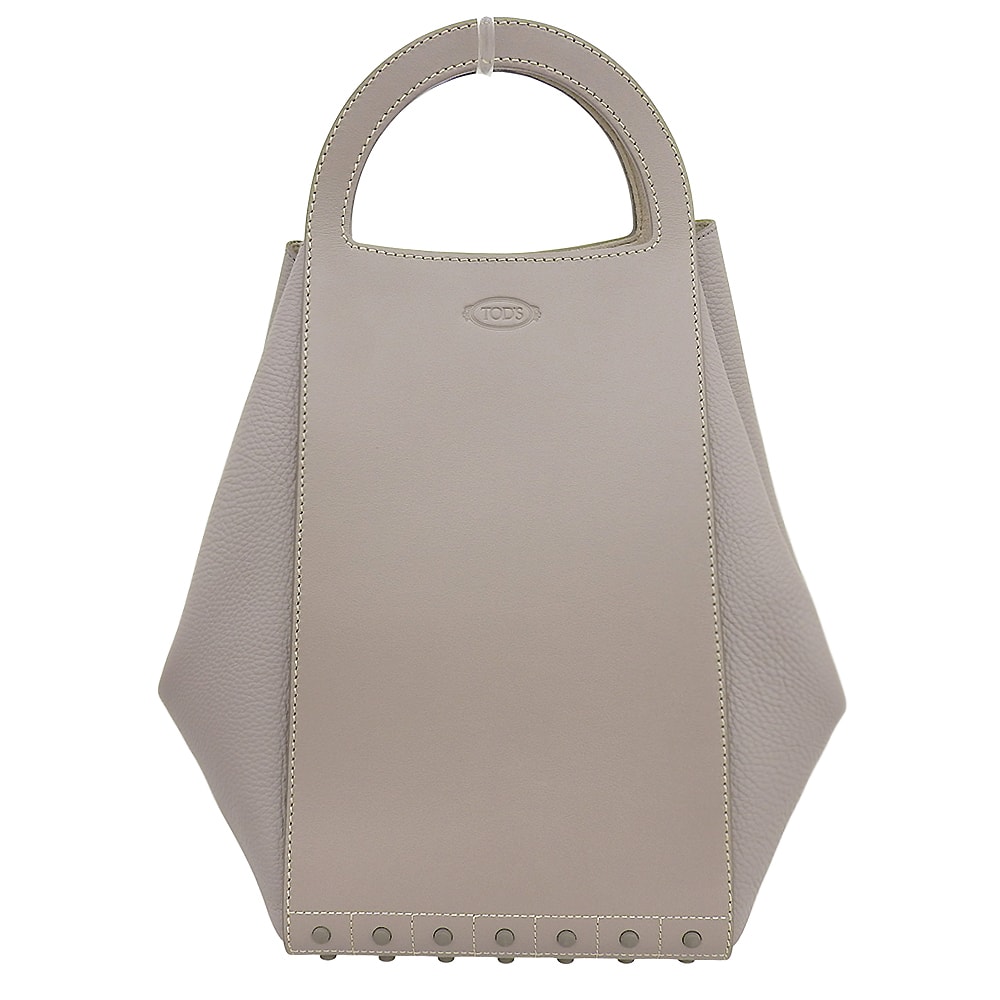 トッズ 美品 ゴンミーニ レザー ポーチ付 ショッピンッグバッグ トートバッグ レディース グレージュ