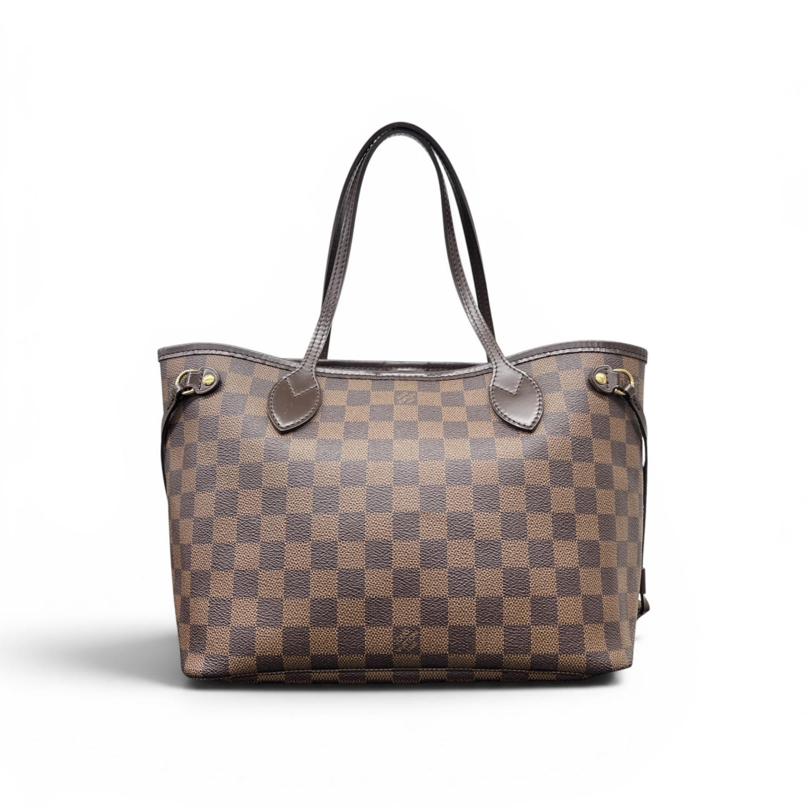 LOUIS VUITTON 人気 美品 ルイヴィトン ネヴァーフルPM ダミエエベヌ トートバッグ N51109 PVC レザー VI4069 ブラウン ショッピングバッグ 肩掛けショルダー LV ABランク 中古 鑑定済 ヴィトンバッグ
