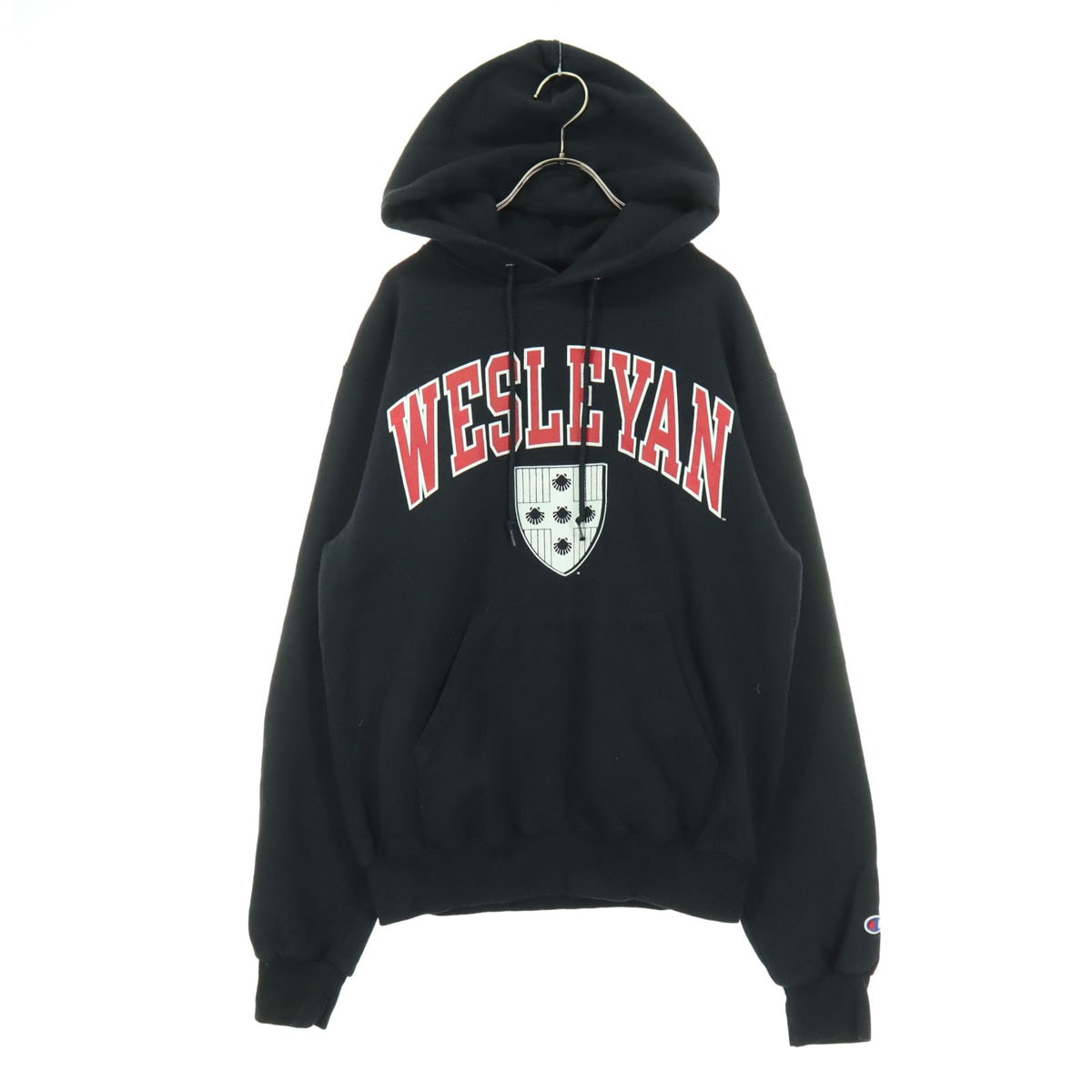 Champion チャンピオン 00s カレッジプリント 長袖 スウェットパーカー S ブラック