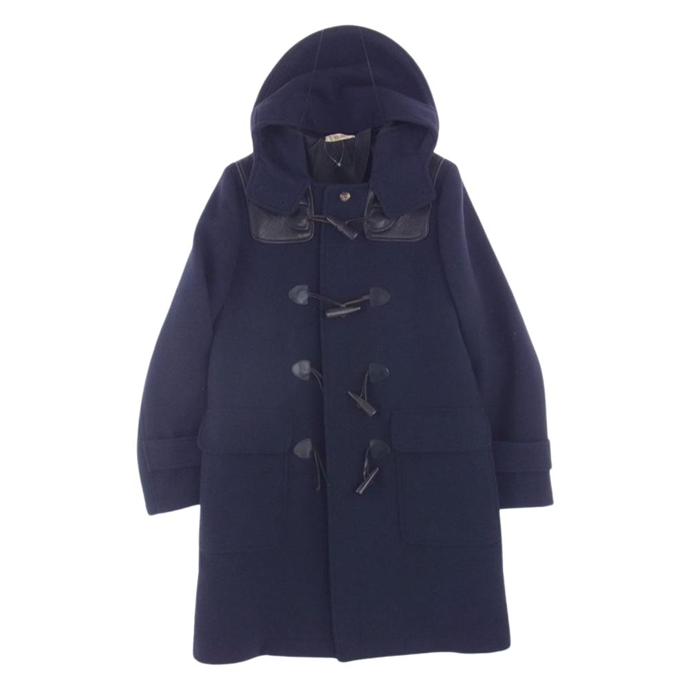 CELINE セリーヌ コート 2 8G94 4154 フィービー期 レザー ヨーク切替 ウール ラムレザー アーカイブ ダッフルコート ネイビー系 36【中古】