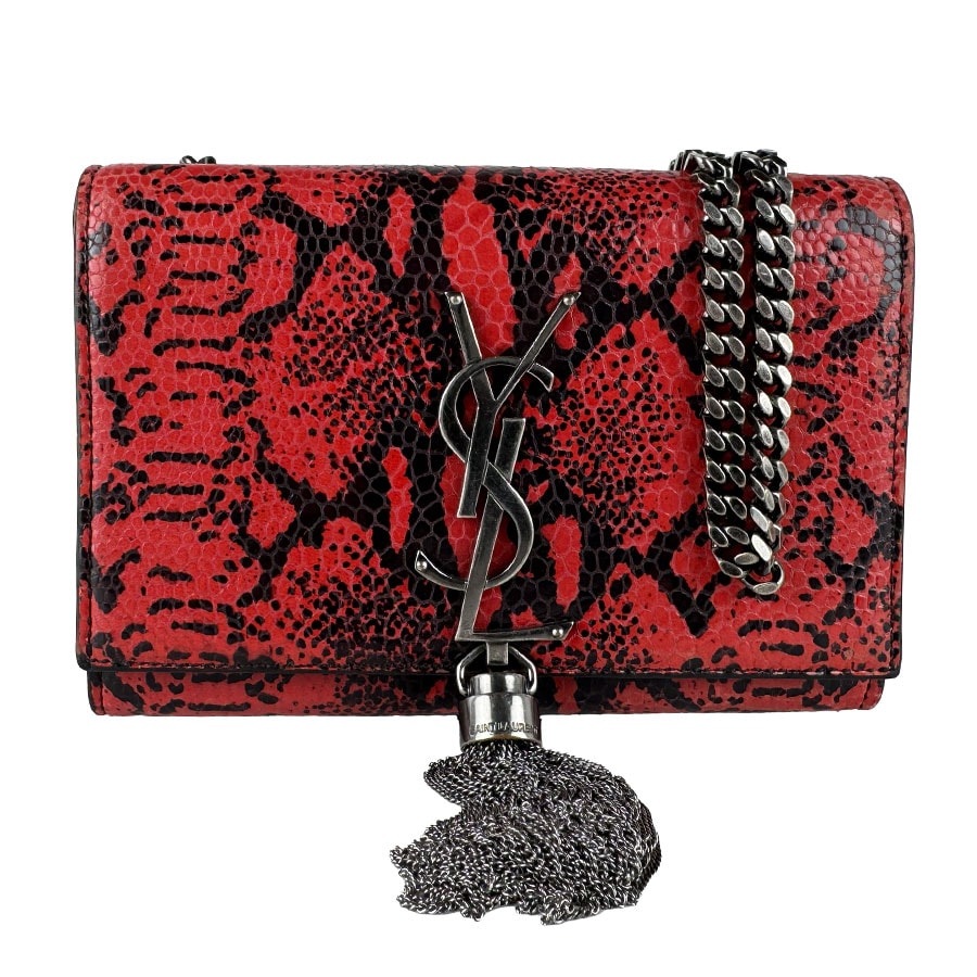 サンローラン SAINT LAURENT ショルダーバッグ ケイト ミニ レザー レッド/ブラック レディース 354120【中古】 z10835
