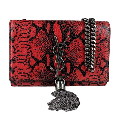 サンローラン SAINT LAURENT ショルダーバッグ ケイト ミニ レザー レッド/ブラック レディース 354120【中古】 z10835
