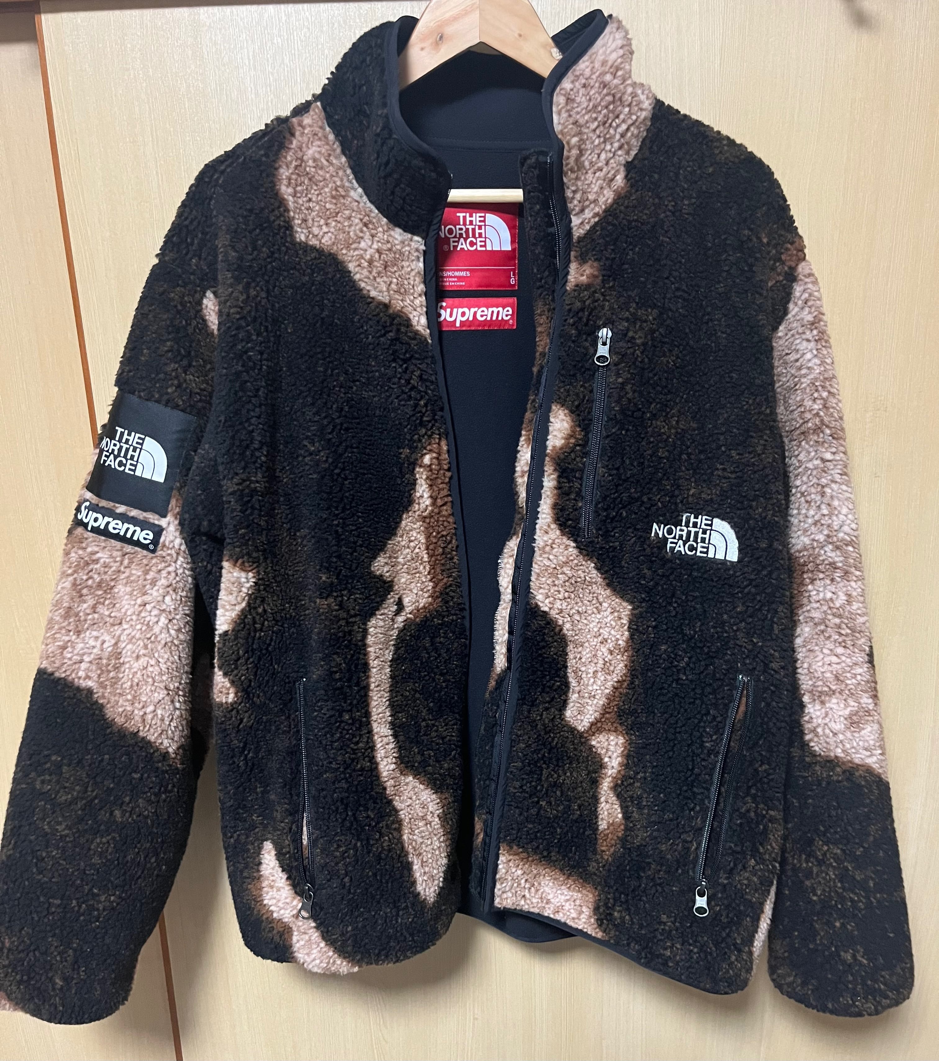Supreme x The North Face Bleached Denim Print Fleece Jacket "Black"