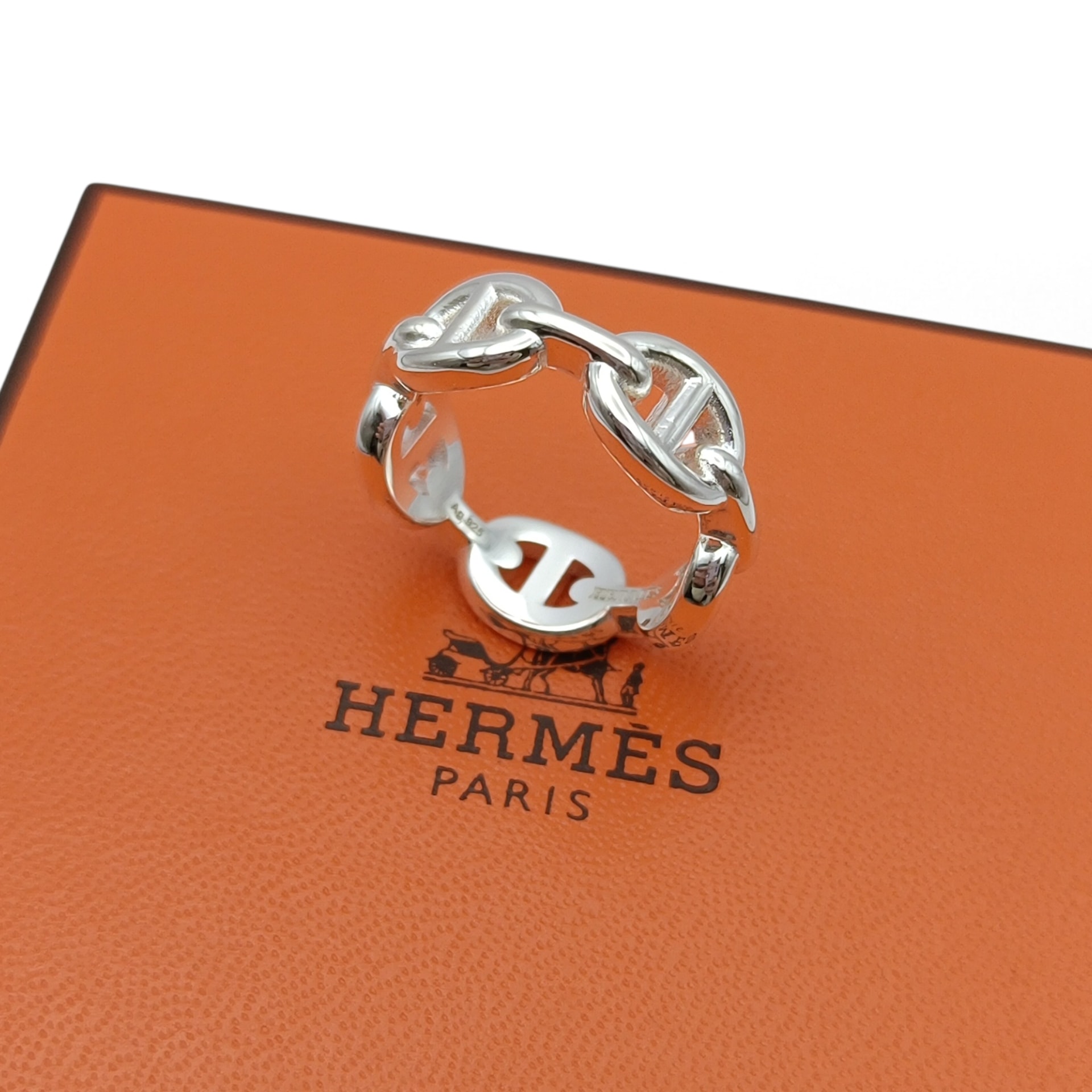 Hermes Chaine D'ancre Enchainee Ring Small Model "Silver"