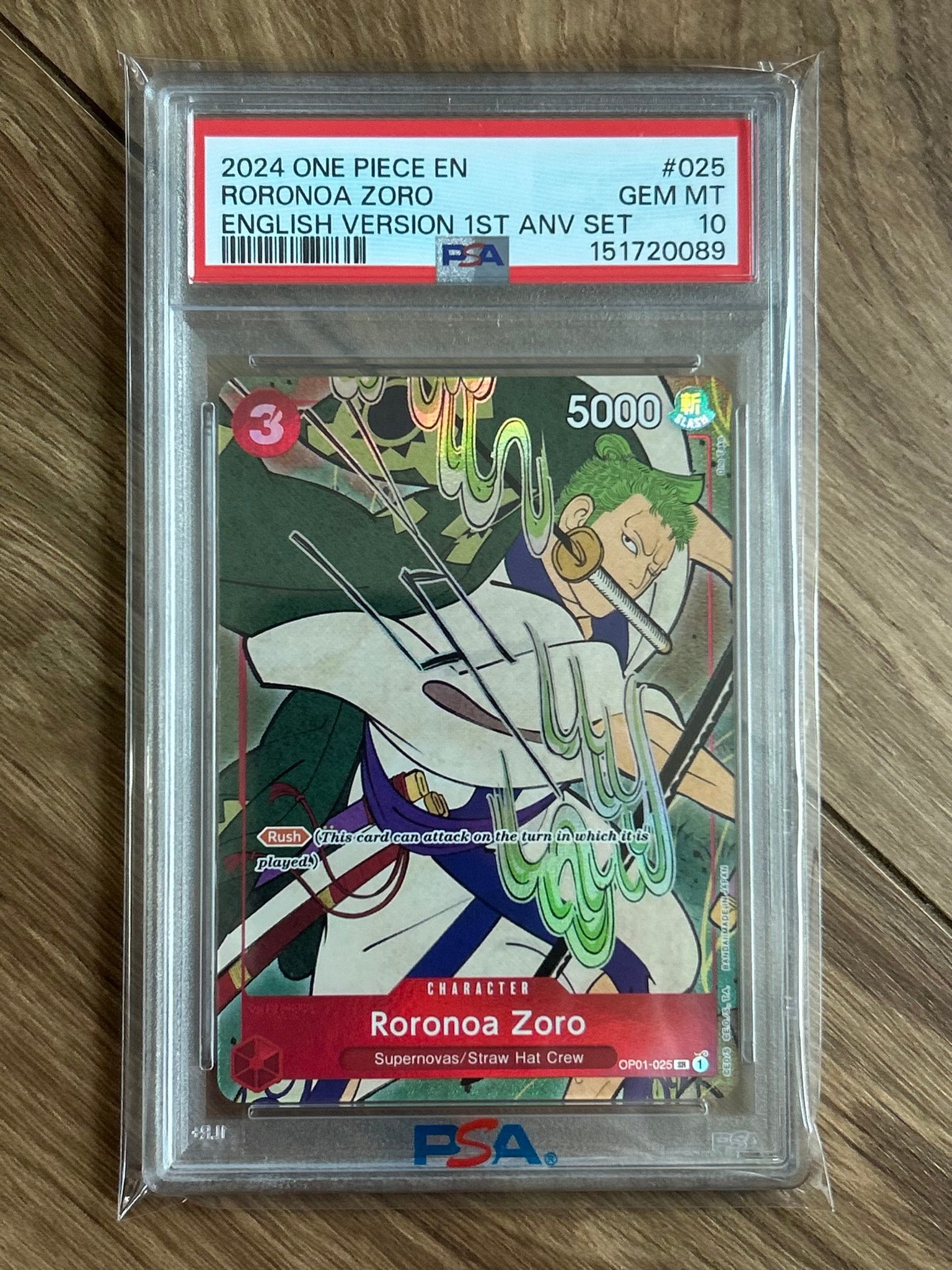 【PSA10】ロロノア・ゾロ 25th ANNIV PSA10】ロロノア・ゾロ SR [OP01-025]【英語版】(1st アニバーサリー