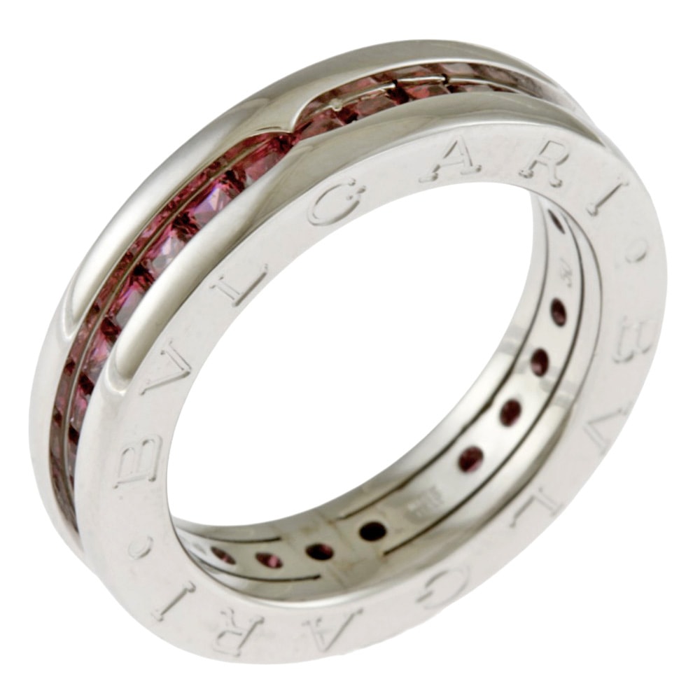 ブルガリ B-zero.1 ビーゼロワン 1バンド リング 指輪 10号 18金 K18ホワイトゴールド ガーネット レディース BVLGARI  中古