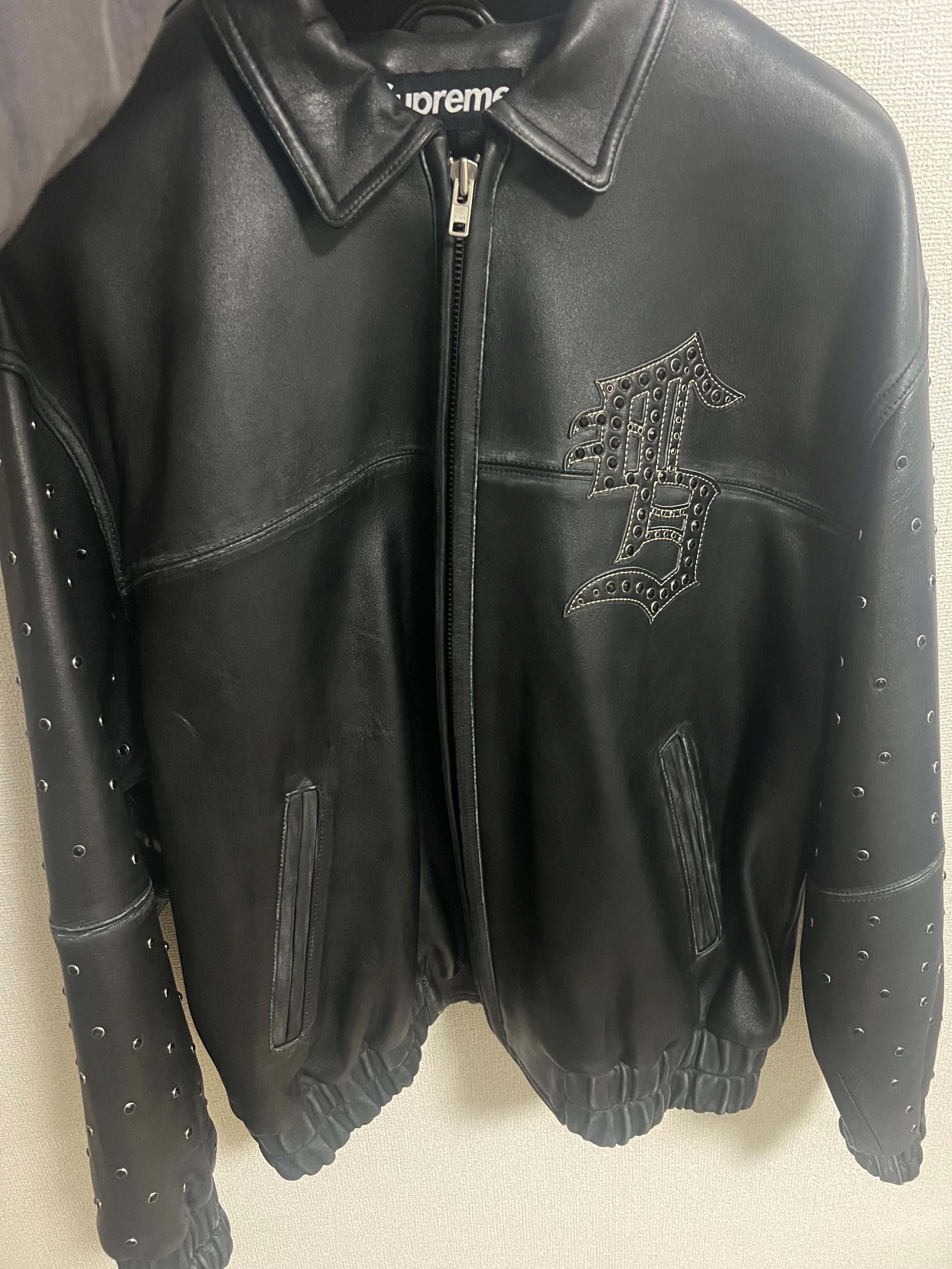 Supreme Gem Studded Leather Jacket "Black"