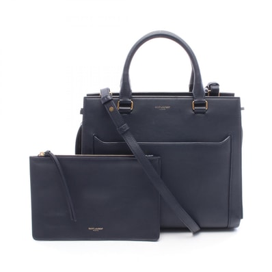 サンローランパリ SAINT LAURENT PARIS EAST SIDE イーストサイド ミディアム 2WAY ハンドバッグ バッグ レザー レディース ネイビー系 【中古】