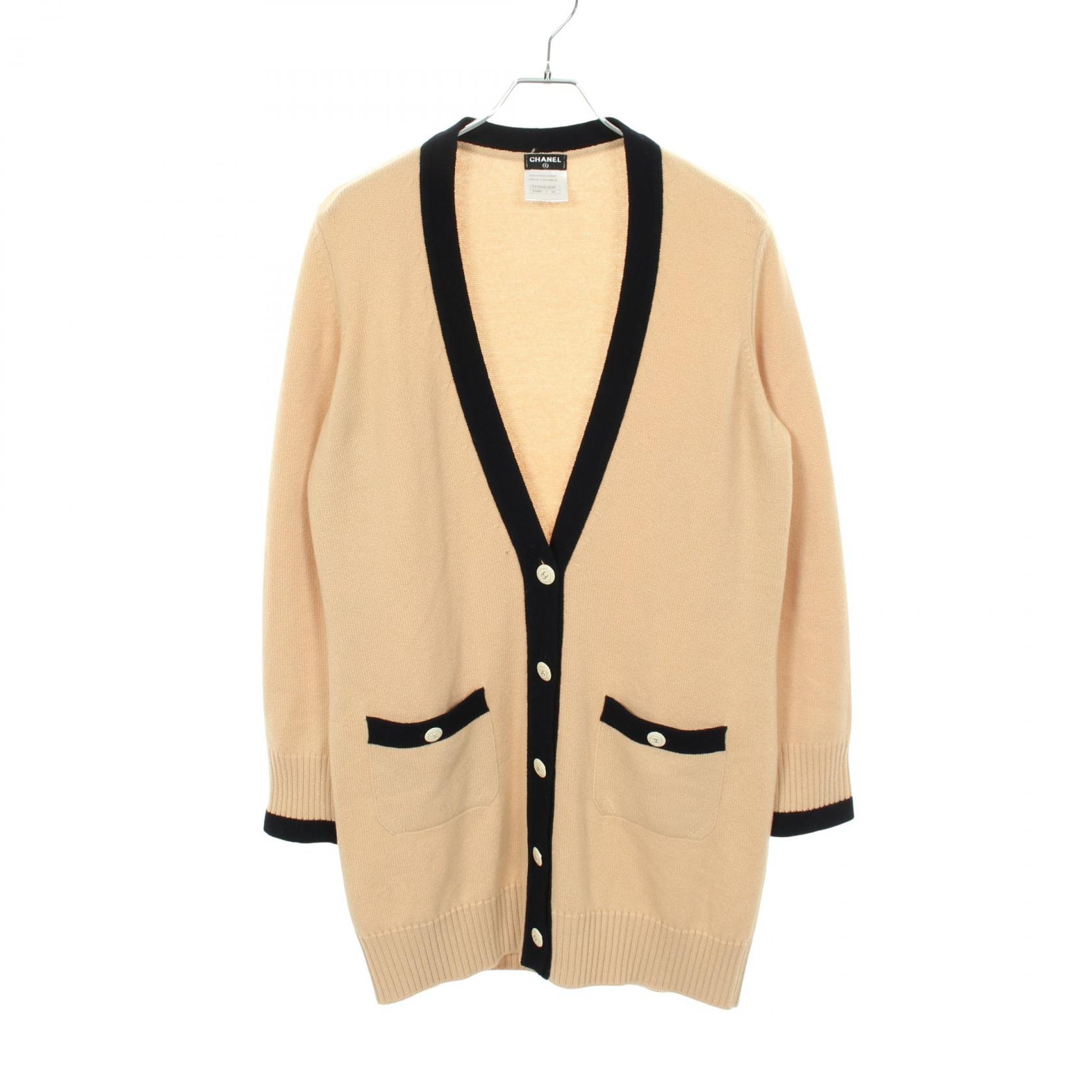 シャネル CHANEL ココマークボタン ロング カーディガン 衣料品 トップス カシミヤ レディース ベージュ系 / ネイビー系 P47655K06091 【中古】