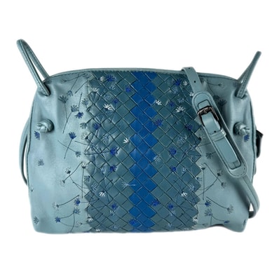 ボッテガヴェネタ BOTTEGAVENETA ショルダーバッグ イントレチャート レザー ブルー系 レディース【中古】 z9705