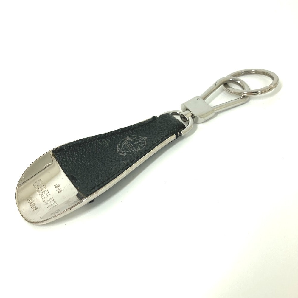 ベルルッティ Berluti ロゴ 靴ベラ シューホーン カリグラフィー バッグチャーム キーホルダー レザー ブラック