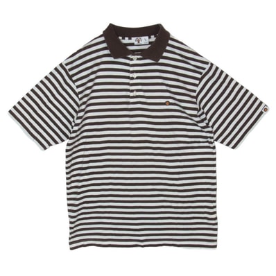 A BATHING APE アベイシングエイプ BABY MILO polo shirt ベイビーマイロ 半袖 ポロシャツ ブラウン系 ホワイト系 L【中古】