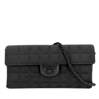 CHANEL シャネル ハンドバッグ ニュートラベルライン チェーンショルダー チョコバー 肩掛け ココマーク レザー ナイロンキャンバス ブラック 黒 ブラック金具 レディース 美品【中古品】