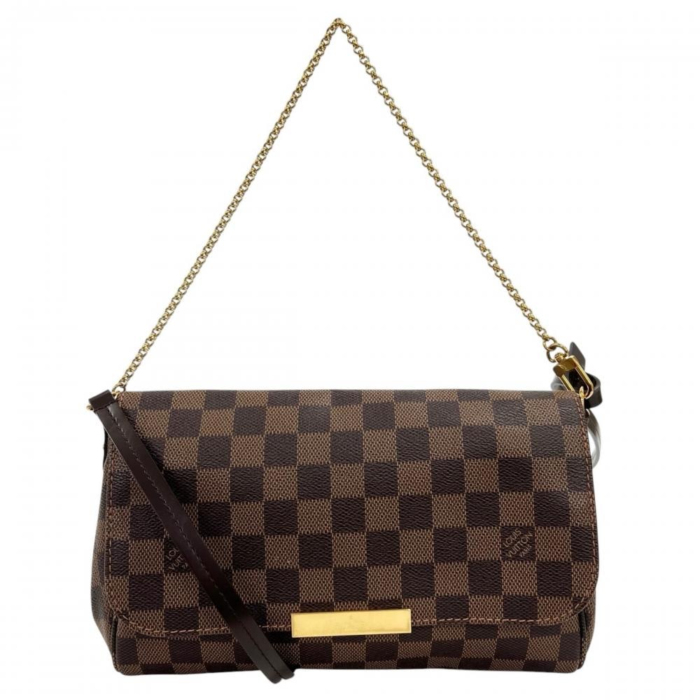 LOUIS VUITTON ルイヴィトン ショルダーバッグ ダミエ・エベヌ フェイボリットMM チェック柄 肩掛け N41129    ブラウン 茶 レディース【中古品】