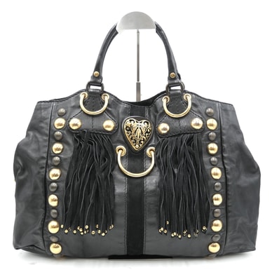 GUCCI(グッチ)バブーシュカ フリンジスタッズ トートバッグ ブラック レザー ゴールド金具 レディース 207301【中古】