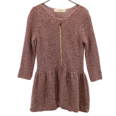 ZARA KNIT ザラニット 長袖 ペプラム カーディガン M レッド系