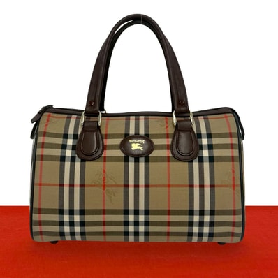 BURBERRY バーバリー ノバチェック シャドーホース キャンバス レザー ハンドバッグ ベージュ
40324
