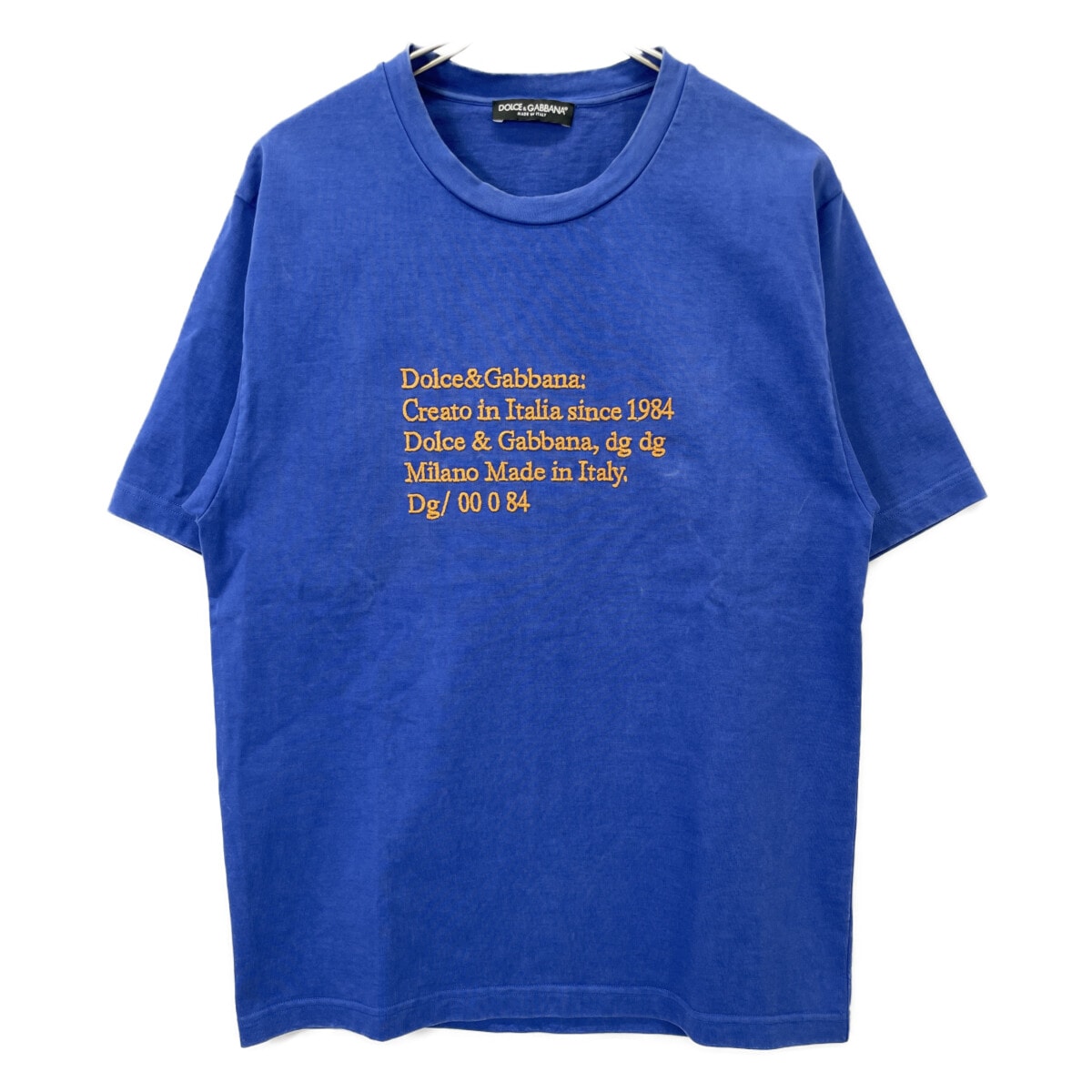 ドルチェアンドガッバーナ ブルー×オレンジ ロゴ刺繍 Tシャツ XS