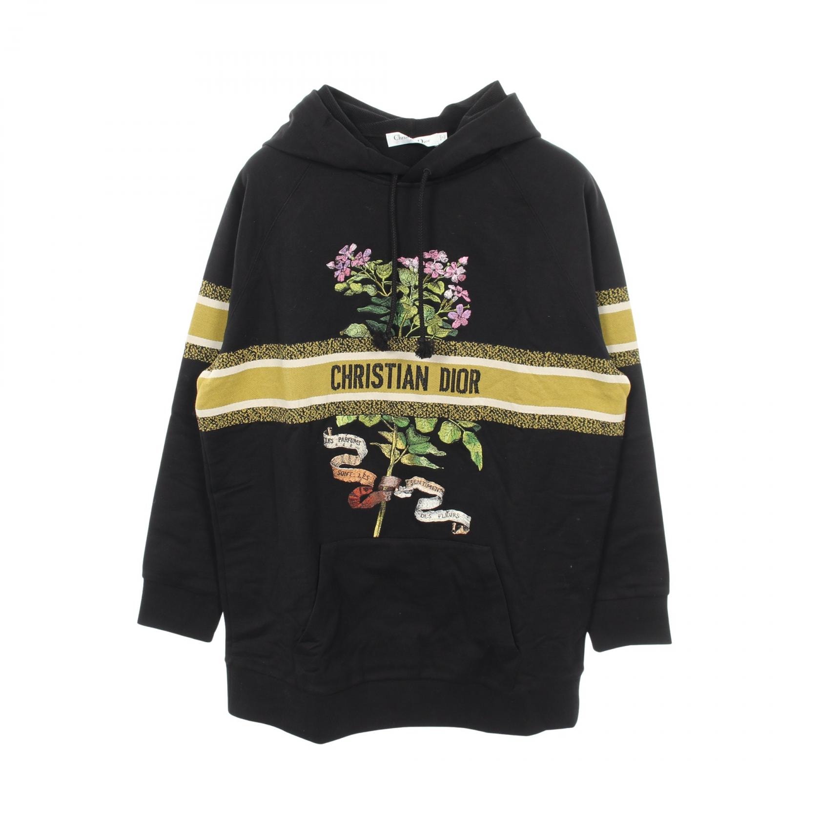 ディオール Dior エンブロイダリー 刺繍 パーカー 衣料品 トップス コットン レディース ブラック系 / マルチカラー 【中古】