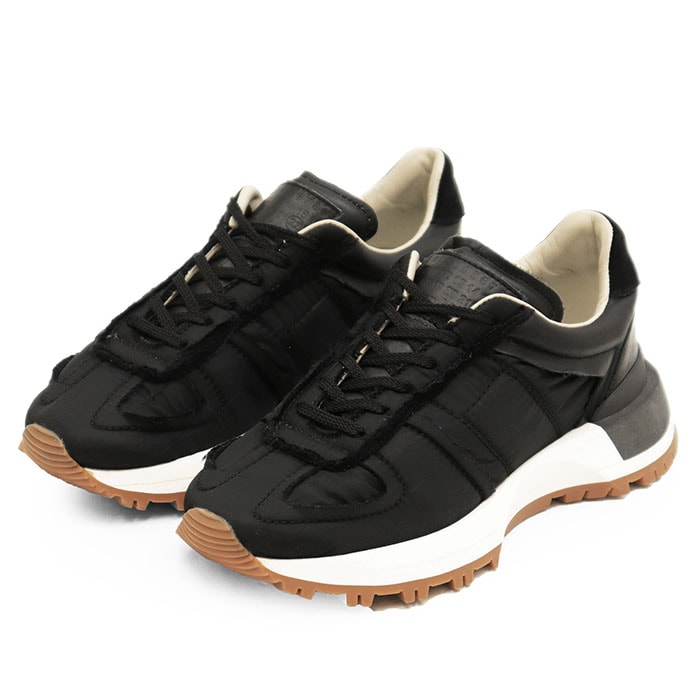 【極美品】Maison Margiela メゾンマルジェラ スニーカー 50-50 デコルティケ加工 22 サイズ 37 レディース レザー x ナイロン スウェード シューズ 靴 ブラック 黒 イタリア製