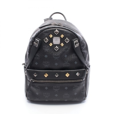 エム・シー・エム MCM デュアルスターク ヴィセトス リュックサック バックパック バッグ PVCコーティングキャンバス レザー レディース ブラック系 / グレー系 【中古】