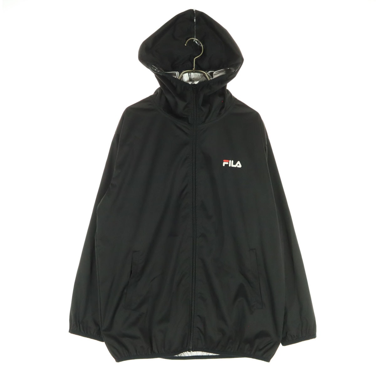 FILA フィラ ワンポイントロゴ 長袖 ジップジャケット L ブラック フーディー