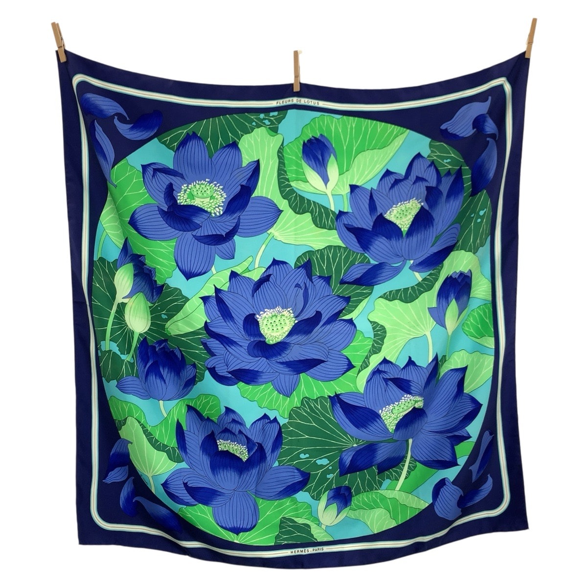 B (目立った傷や汚れなし)】HERMES エルメス FLEURS DE LOTUS カレ90