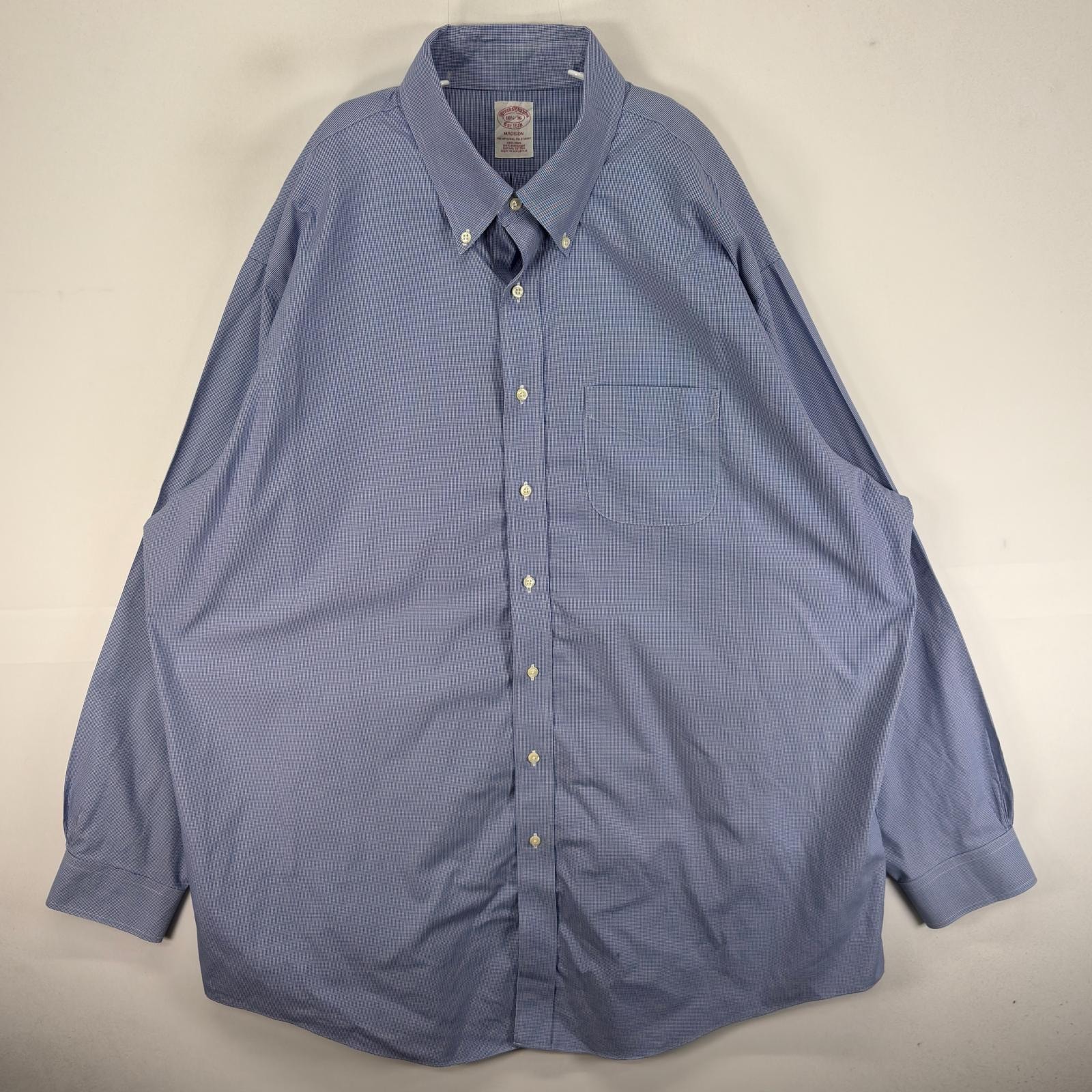 古着 ブルックスブラザーズ Brooks Brothers 長袖シャツ ボタンダウン 胸ポケ 2XL ブルー系 チェック メンズ
