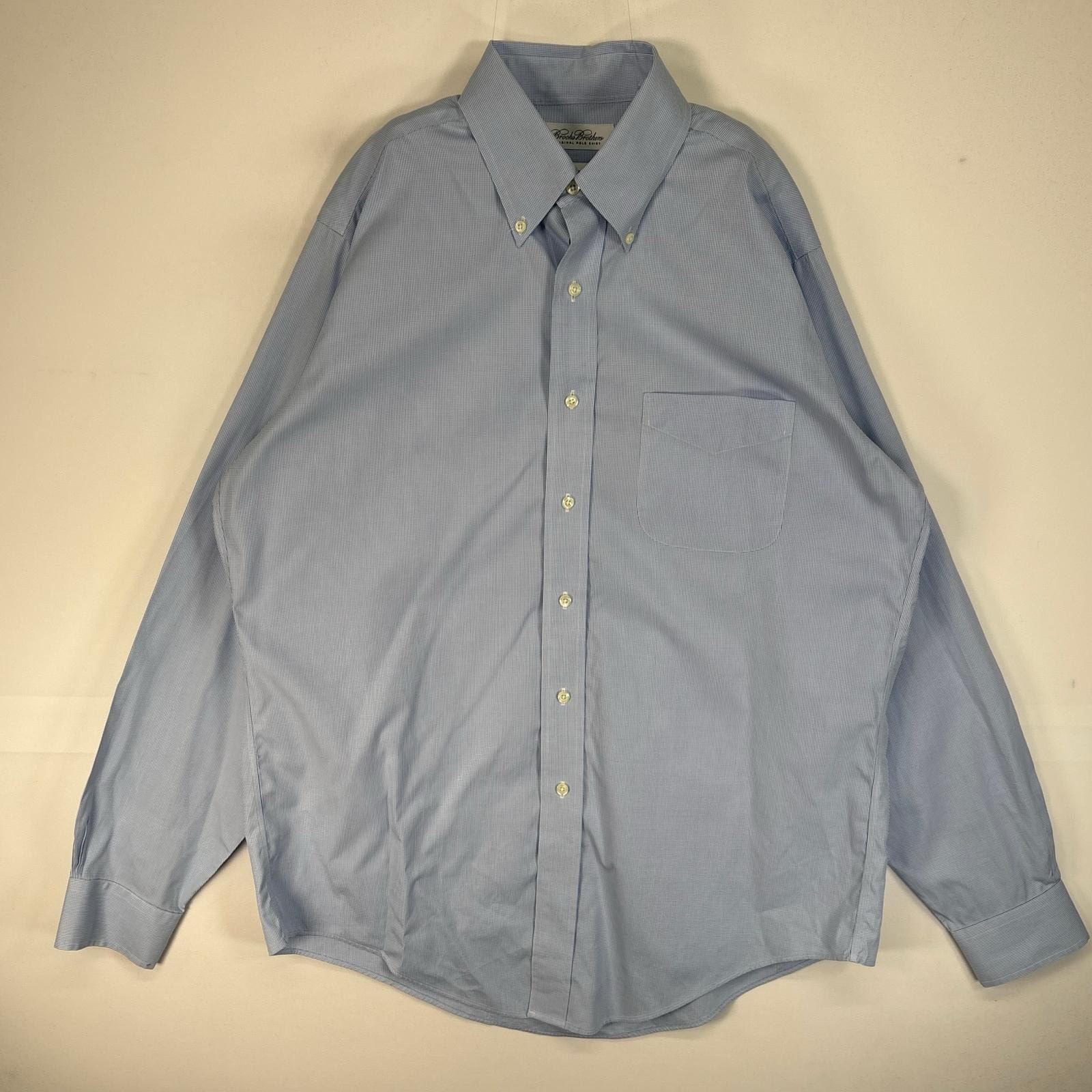 古着 ブルックスブラザーズ Brooks Brothers 長袖シャツ 千鳥格子 胸ポケ ボタンダウン M  ブルー系 チェック メンズ