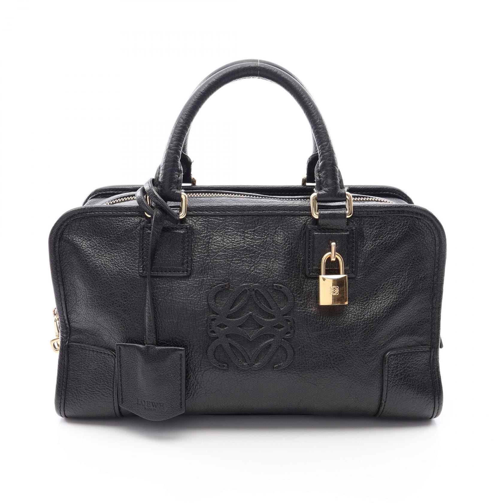 ロエベ LOEWE アマソナ28 ハンドバッグ バッグ レザー レディース ブラック系 【中古】