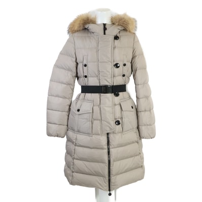 モンクレール 【美品】GENEVRIER ジェノブリエ ベルト/ファー付 フーディロングダウン O