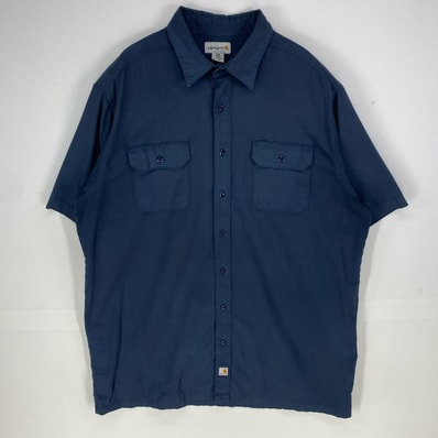 古着 カーハート Carhartt 半袖シャツ 胸ポケット ワンポイント 大きいサイズ ショートスリーブ ロゴ 2XL TALL グレー系 無地 メンズ