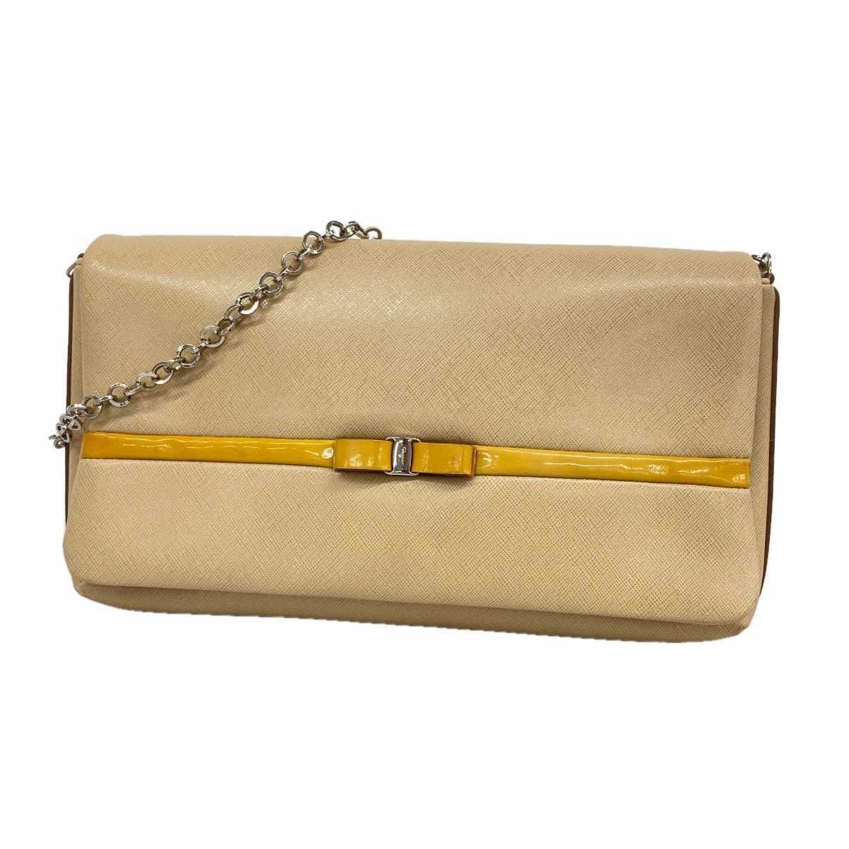★SALE【6gc3063】サルヴァトーレフェラガモ ショルダーバッグ ヴァラ レザー ベージュ シルバー金具【中古】レディース