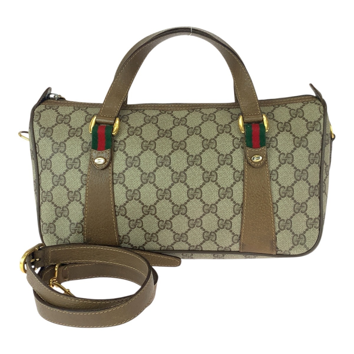 GUCCI グッチ ヴィンテージ オールドグッチ シェリーライン ベージュ ブラウン ゴールド金具 GGスプリームキャンバス ショルダーバッグ ハンドバッグ ミニボストンバッグ 600705 【中古】