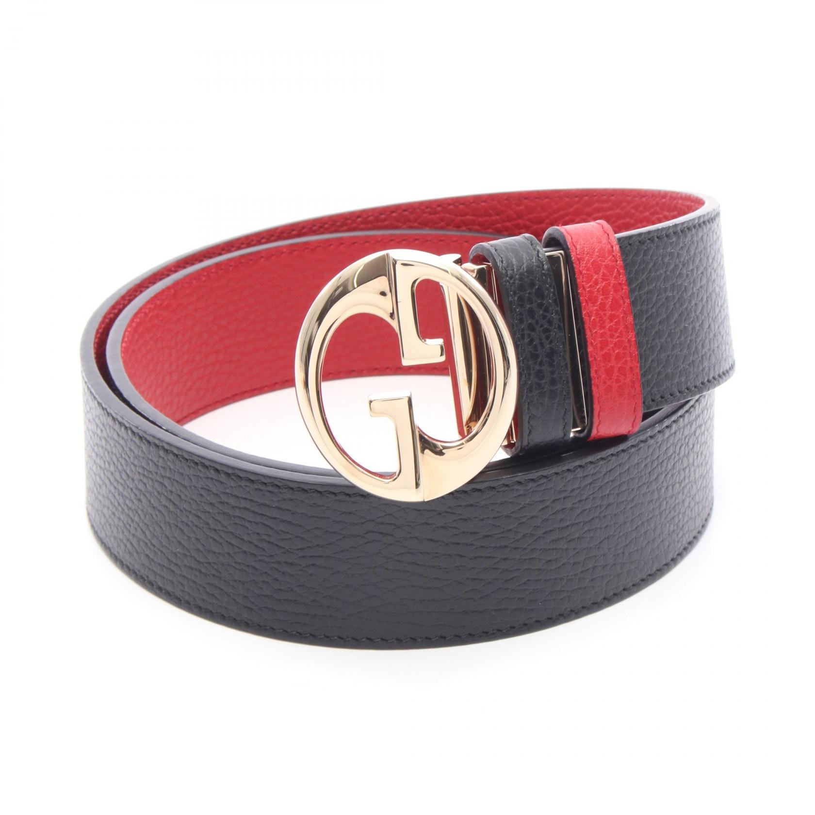 グッチ GUCCI GGバックル ゴールド金具 リバーシブル ベルト 衣料品 レザー メンズ ブラック系 / レッド系 450000 【中古】