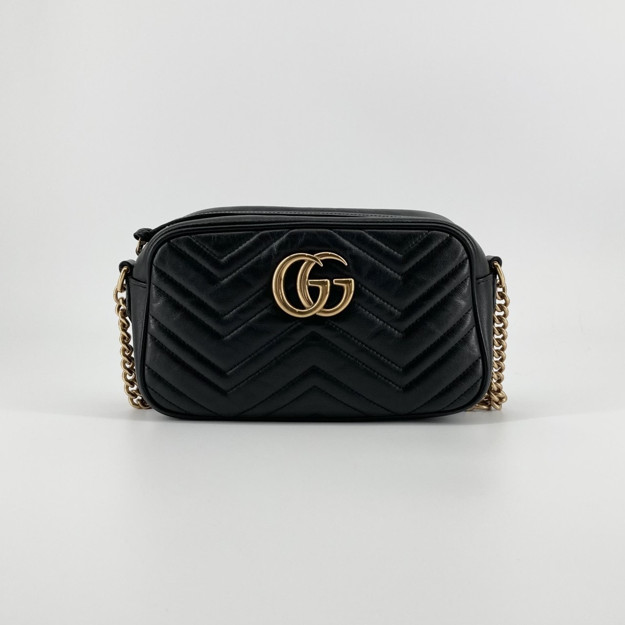 GUCCI(グッチ) GGマーモントキルティング ダブルGロゴ チェーンストラップ 447632 ショルダーバッグ ブラック