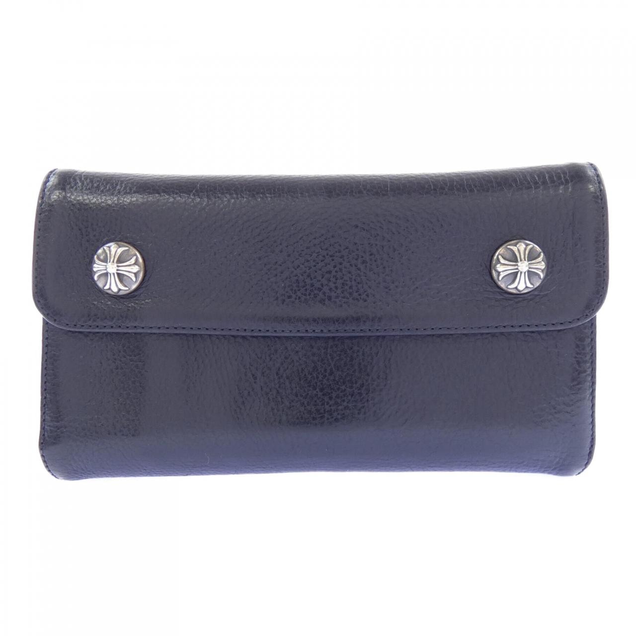 Chrome Hearts Wave Cross Ball Button Leather Wallet "Black/Silver"