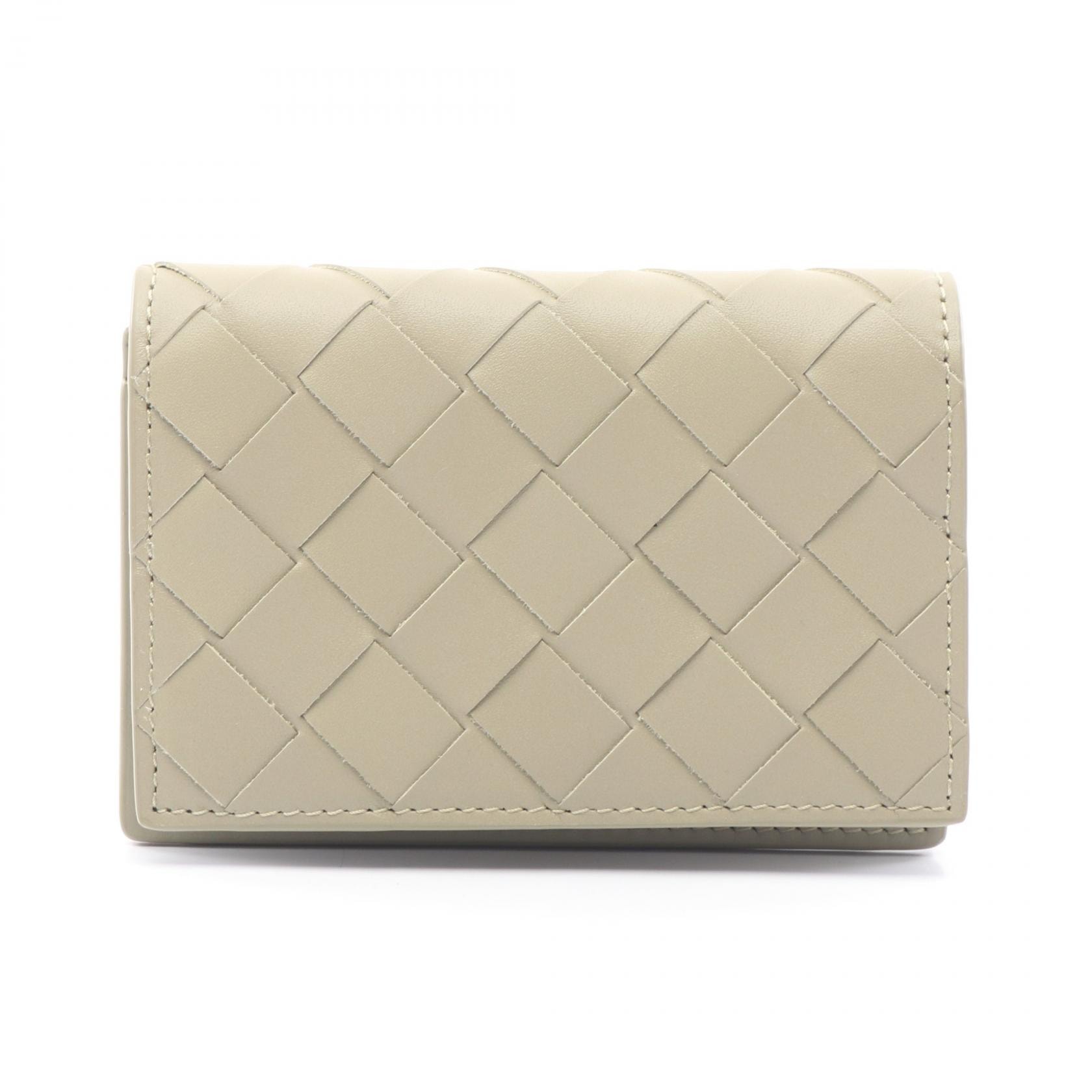 ボッテガヴェネタ BOTTEGA VENETA イントレチャート カードケース アクセサリー レザー メンズ ベージュ系 605720VCPQ32919 【中古】