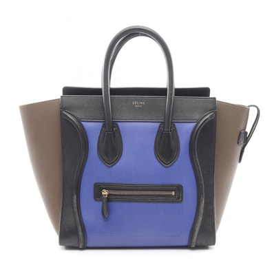 セリーヌ CELINE ラゲージ ミニショッパー ハンドバッグ バッグ レザー レディース ブラック系 / グレー系 / ブルー系 189213 【中古】